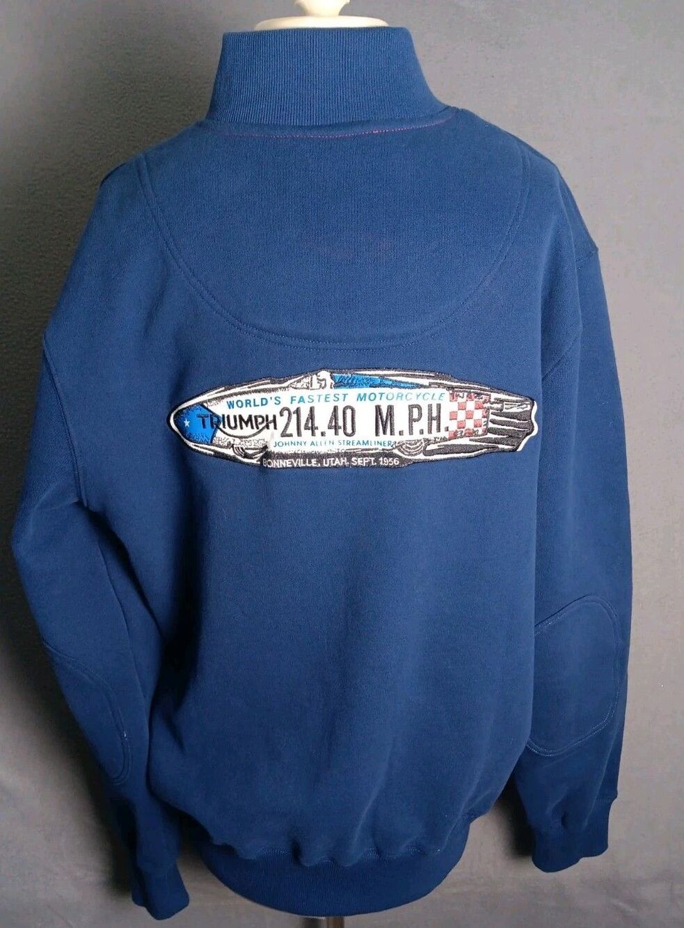 Triumph Speed Record Full zip Mens Jacket Size Large Blue Johnny Allen EUC